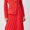 Karen Millen Petite Tailored Crepe Asymmetric Pleated Midi Dress 1 Karen Millen Petite Tailored Crepe Asymmetric Pleated Midi Dress -Karen Millen shop red petite tailored crepe asymmetric pleated midi dress