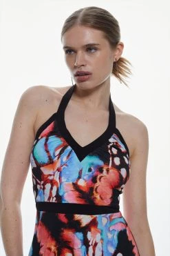 Karen Millen Print Drape Jersey Mini Dress