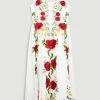Karen Millen Rose Embroidered Cotton Organdie Midi Dress