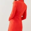 Karen Millen Satin Tux Tie Side Mini Dress -Karen Millen shop red satin tux tie side mini dress
