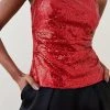 Karen Millen Sequin Strappy Cami Top -Karen Millen shop red sequin strappy cami top