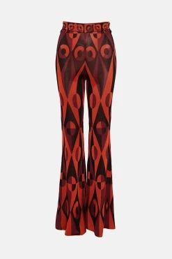 Karen Millen Slinky Geo Jacquard Knit Trousers 11 Karen Millen Slinky Geo Jacquard Knit Trousers -Karen Millen shop red slinky geo jacquard knit trousers 4