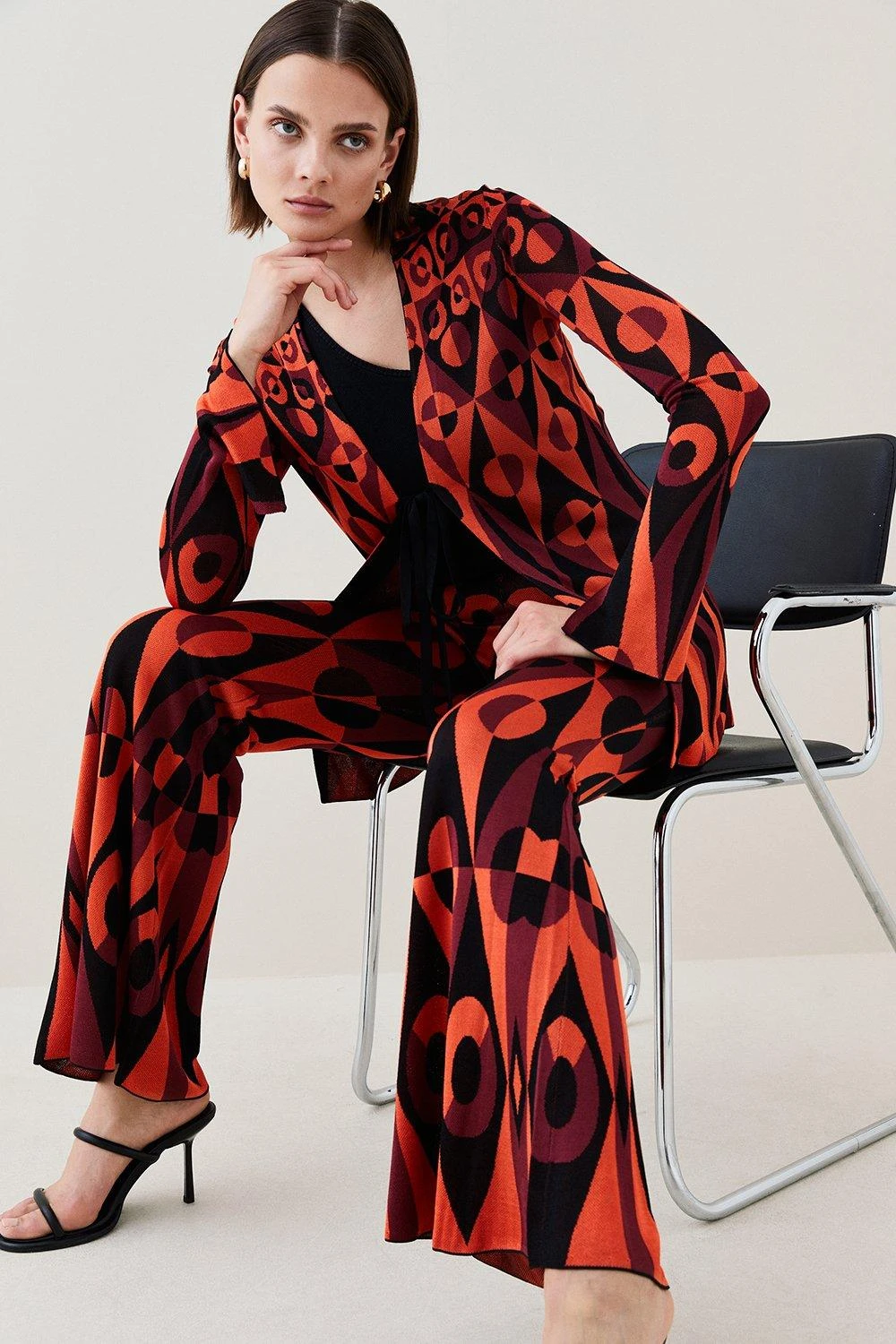 Karen Millen Slinky Geo Jacquard Knit Trousers 3 Karen Millen Slinky Geo Jacquard Knit Trousers