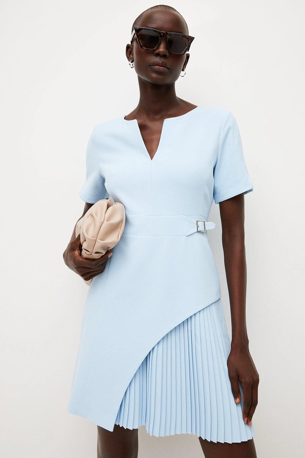 Karen Millen Tailored Military Pleat Short Sleeve Mini Dress 6 Karen Millen Tailored Military Pleat Short Sleeve Mini Dress - Image 4