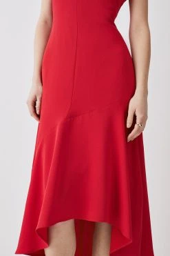 Karen Millen Tall Soft Tailored Sleeveless Full Skirt High Low Midi Dress 11 Karen Millen Tall Soft Tailored Sleeveless Full Skirt High Low Midi Dress -Karen Millen shop red tall soft tailored sleeveless full skirt high low midi dress 3