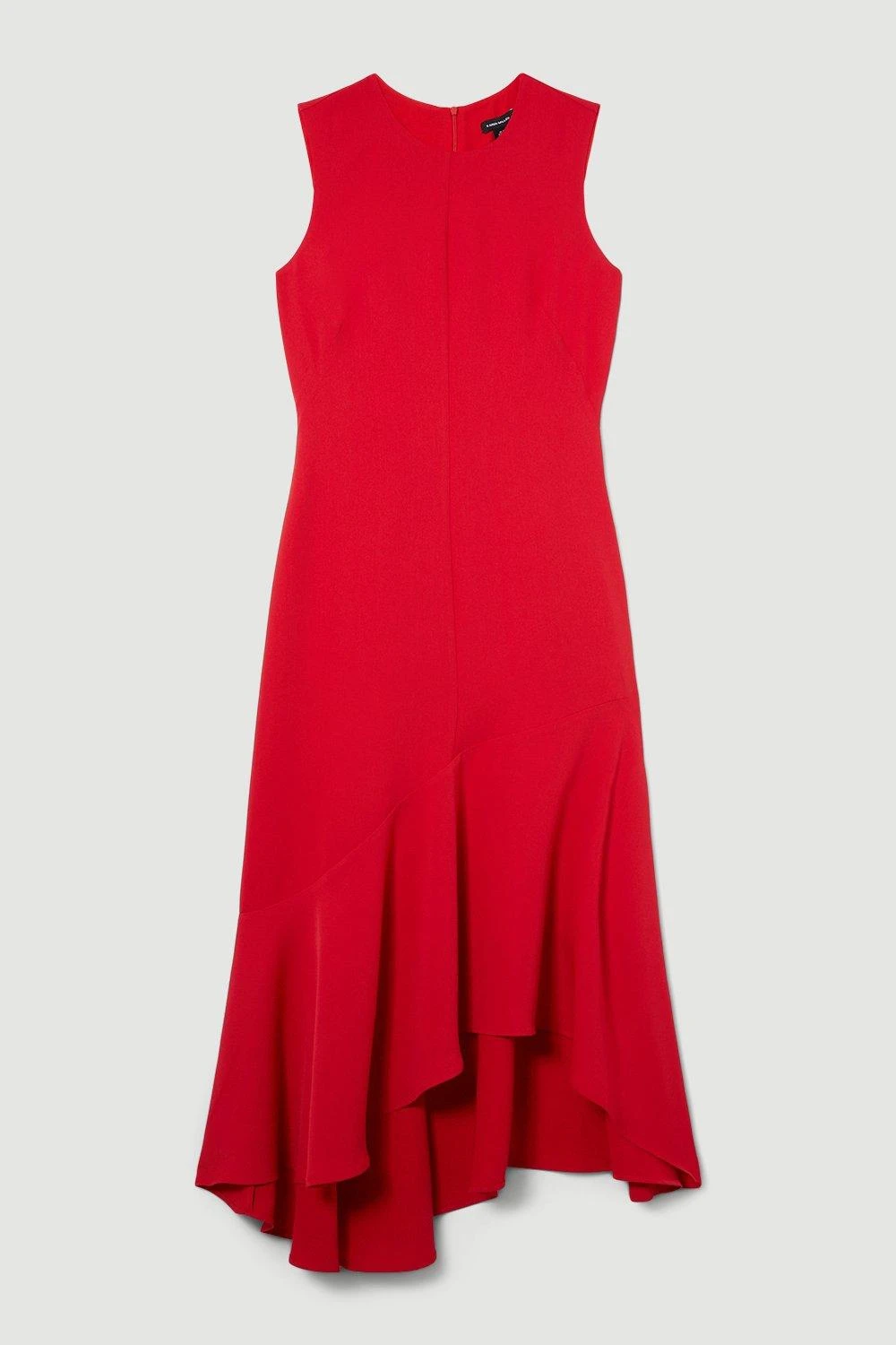 Karen Millen Tall Soft Tailored Sleeveless Full Skirt High Low Midi Dress 3 Karen Millen Tall Soft Tailored Sleeveless Full Skirt High Low Midi Dress