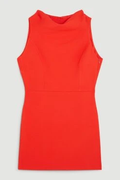 Karen Millen The Founder Compact Stretch Viscose Sequin Back Detail Mini Dress -Karen Millen shop red the founder compact stretch viscose sequin back detail mini dress 5