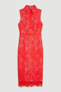 Karen Millen The Founder Lace Woven Midi Dress 10 Karen Millen The Founder Lace Woven Midi Dress -Karen Millen shop red the founder lace woven midi dress 3