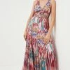 Karen Millen Tie Dye Studded Woven Strappy Maxi -Karen Millen shop red tie dye studded woven strappy maxi