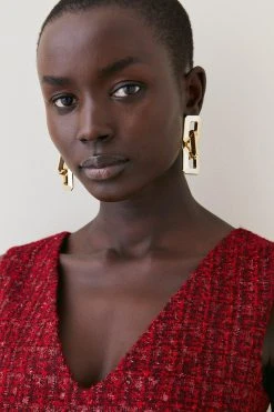 Karen Millen Tweed Frayed Waistband Detail Mini Dress -Karen Millen shop red tweed frayed waistband detail mini dress 1 2