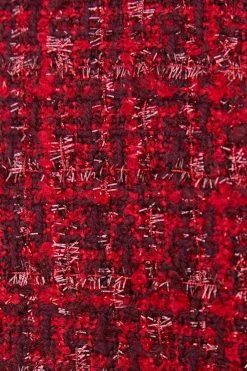 Karen Millen Tweed Gold Button Cropped Frayed Edge Jacket -Karen Millen shop red tweed gold button cropped frayed edge jacket 1 4