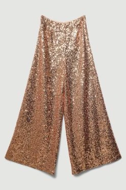 Karen Millen Lydia Millen Tall Textured Sequin Wide Leg Trousers