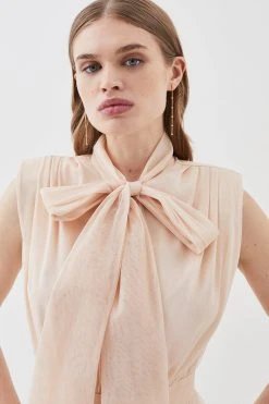 Karen Millen Lydia Millen Mesh Sweeping Pussy Bow Woven Maxi Dress -Karen Millen shop rose lydia millen mesh sweeping pussy bow woven maxi dress 2