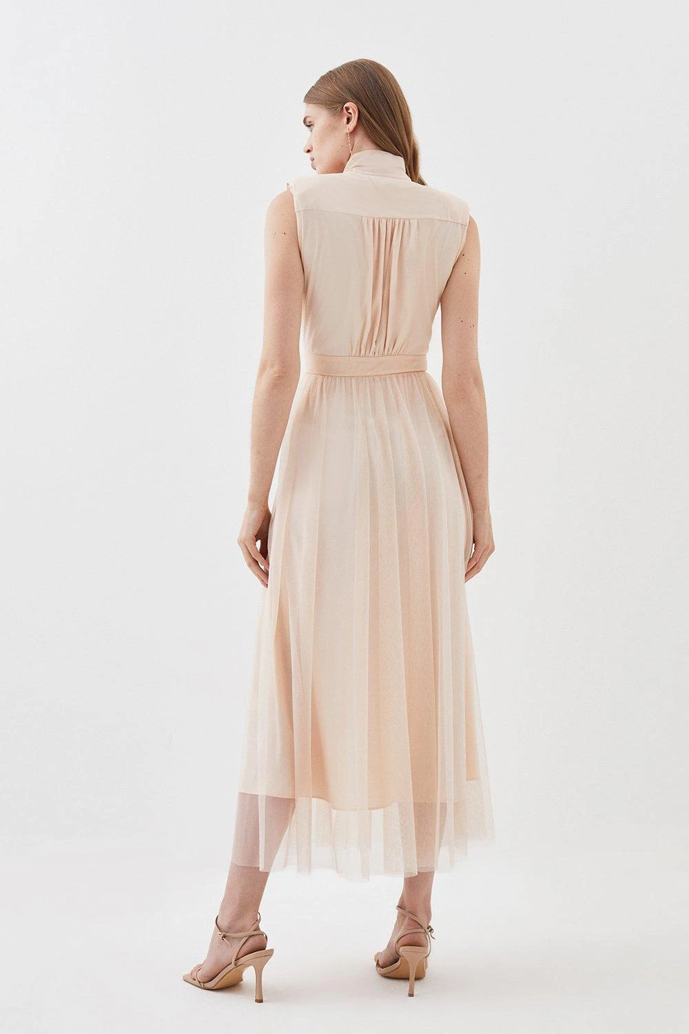 Karen Millen Lydia Millen Tall Mesh Sweeping Pussy Bow Woven Maxi Dress 6 Karen Millen Lydia Millen Tall Mesh Sweeping Pussy Bow Woven Maxi Dress - Image 4