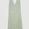Karen Millen Beaded Embellished Irridecent Mini Dress -Karen Millen shop sage beaded embellished irridecent mini dress