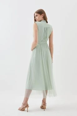 Karen Millen Lydia Millen Mesh Sweeping Pussy Bow Woven Maxi Dress -Karen Millen shop sage lydia millen mesh sweeping pussy bow woven maxi dress 4