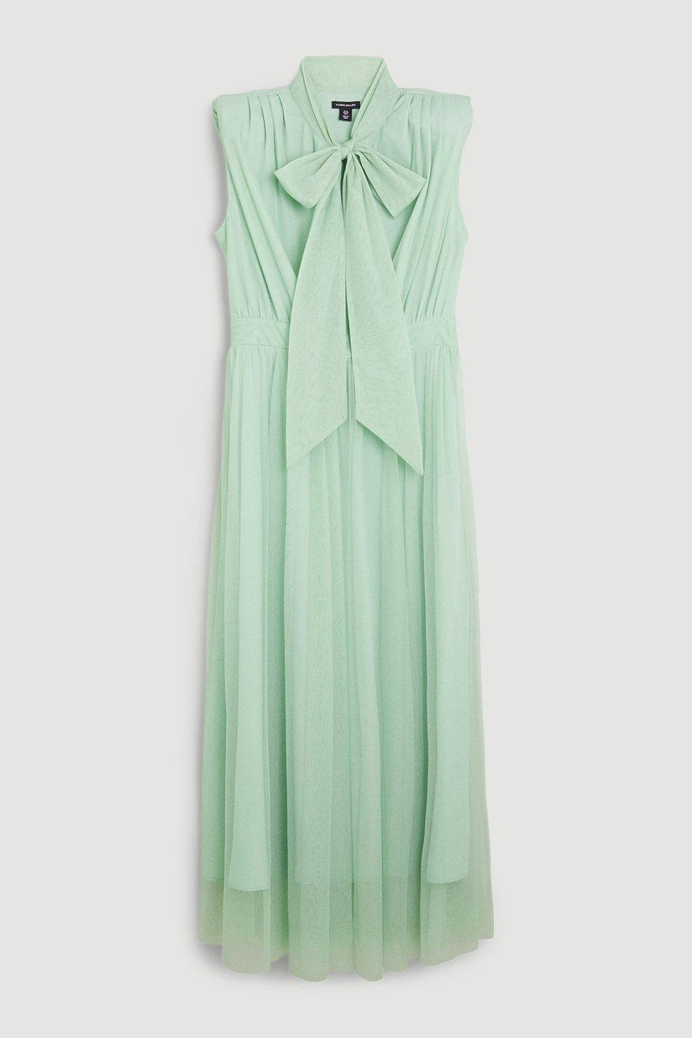 Karen Millen Lydia Millen Petite Mesh Sweeping Pussy Bow Woven Maxi Dress 7 Karen Millen Lydia Millen Petite Mesh Sweeping Pussy Bow Woven Maxi Dress - Image 5