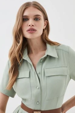 Karen Millen Lydia Millen Tall Soft Tailored Pleat Panel Midi Shirt Dress 10 Karen Millen Lydia Millen Tall Soft Tailored Pleat Panel Midi Shirt Dress -Karen Millen shop sage lydia millen tall soft tailored pleat panel midi shirt dress 3