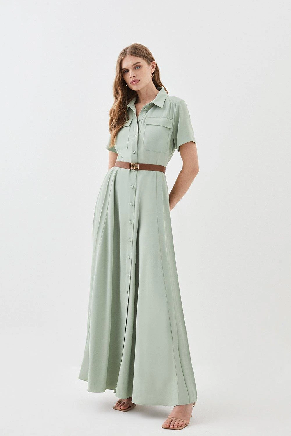 Karen Millen Lydia Millen Tall Soft Tailored Pleat Panel Midi Shirt Dress 7 Karen Millen Lydia Millen Tall Soft Tailored Pleat Panel Midi Shirt Dress - Image 5