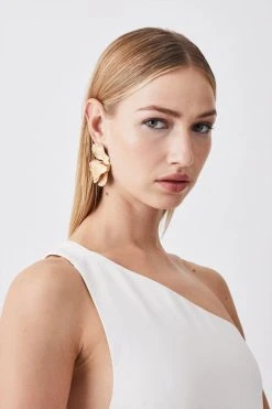 Karen Millen Soft Tailored Asymmetric Neck Pleat Wide Leg Jumpsuit -Karen Millen shop sage soft tailored asymmetric neck pleat wide leg jumpsuit 1 5