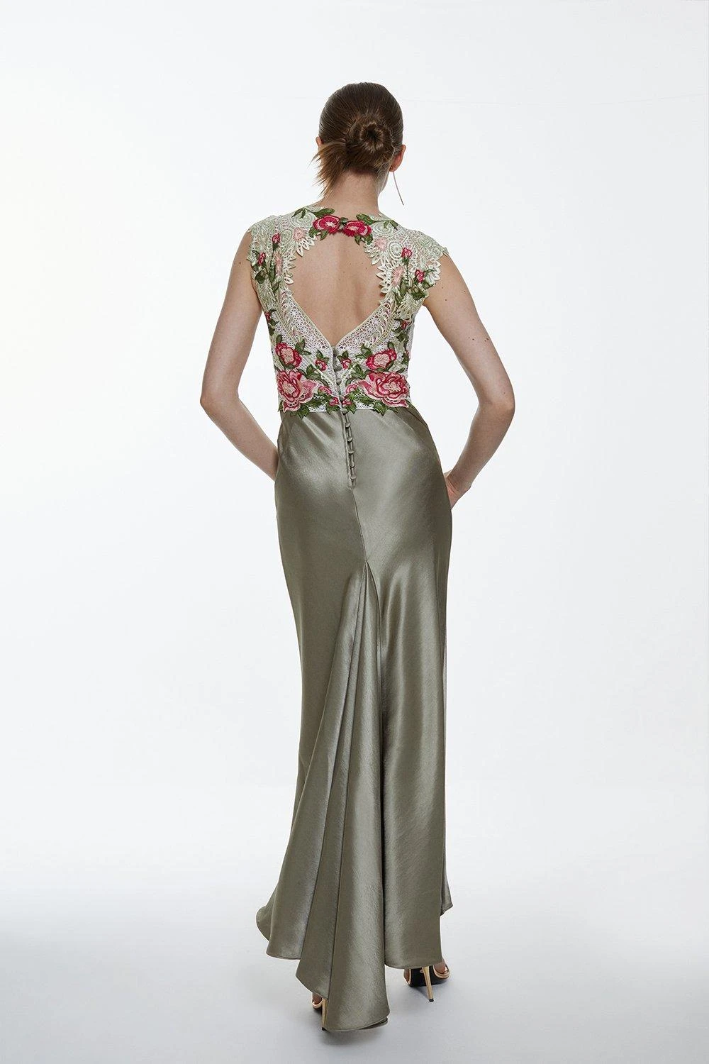 Karen Millen Tall Guipure Lace Satin Maxi Dress 3 Karen Millen Tall Guipure Lace Satin Maxi Dress