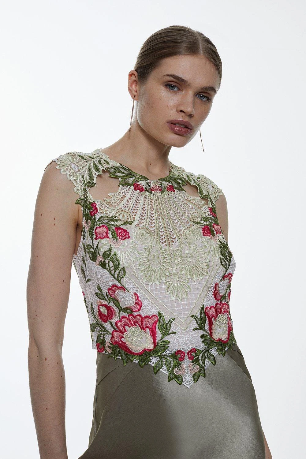 Karen Millen Tall Guipure Lace Satin Maxi Dress 4 Karen Millen Tall Guipure Lace Satin Maxi Dress - Image 2