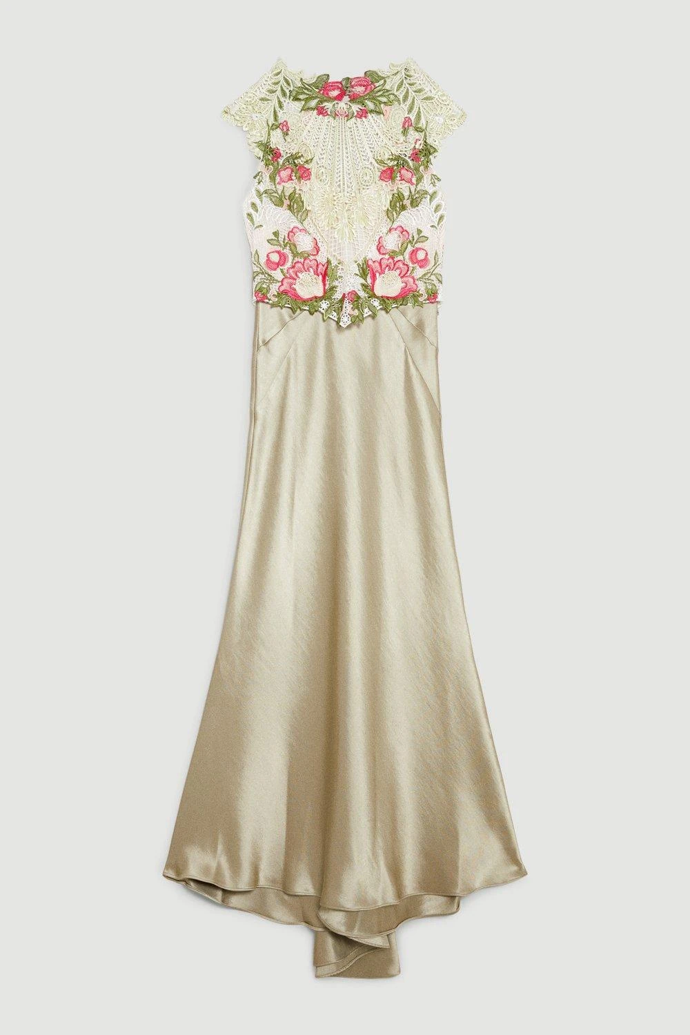 Karen Millen Tall Guipure Lace Satin Maxi Dress 6 Karen Millen Tall Guipure Lace Satin Maxi Dress - Image 4