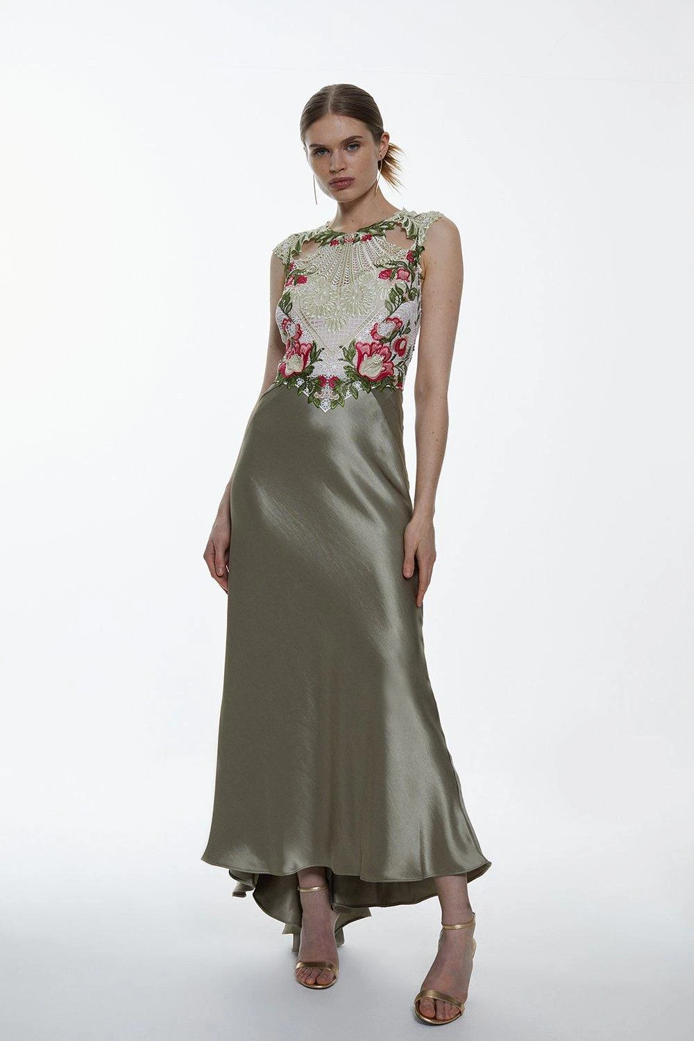 Karen Millen Tall Guipure Lace Satin Maxi Dress 7 Karen Millen Tall Guipure Lace Satin Maxi Dress - Image 5