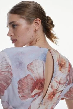 Karen Millen Satin Crepe Etched Floral Maxi Dress -Karen Millen shop satin crepe etched floral maxi dress 3