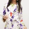 Karen Millen Scattering Viola And Tulipa Floral Compact Viscose Belted Trench -Karen Millen shop scattering viola and tulipa floral compact viscose belted trench