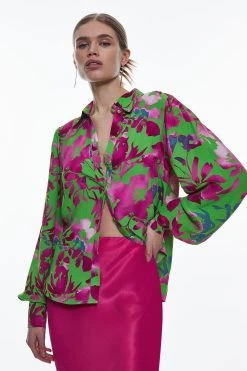 Karen Millen Silhouette Floral Woven Shirt -Karen Millen shop silhouette floral woven shirt 4