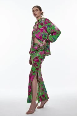 Karen Millen Silhouette Floral Woven Shirt -Karen Millen shop silhouette floral woven shirt 5