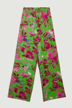 Karen Millen Silhouette Floral Woven Wide Leg Trouser -Karen Millen shop silhouette floral woven wide leg trouser 1