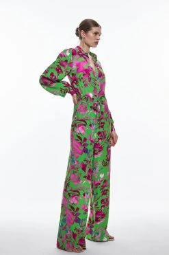 Karen Millen Silhouette Floral Woven Wide Leg Trouser -Karen Millen shop silhouette floral woven wide leg trouser 3