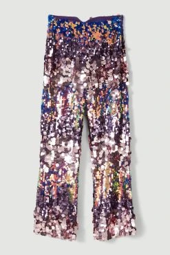 Karen Millen Disc Sequin Skinny Flared Woven Trouser -Karen Millen shop silver disc sequin skinny flared woven trouser 2