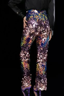 Karen Millen Disc Sequin Skinny Flared Woven Trouser