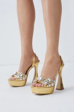 Karen Millen Gemstone Slingback Extreme Platform -Karen Millen shop silver gemstone slingback extreme platform 2