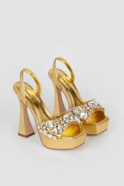 Karen Millen Gemstone Slingback Extreme Platform -Karen Millen shop silver gemstone slingback extreme platform 3