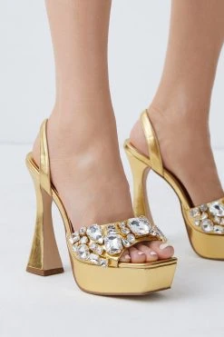 Karen Millen Gemstone Slingback Extreme Platform -Karen Millen shop silver gemstone slingback extreme platform 4