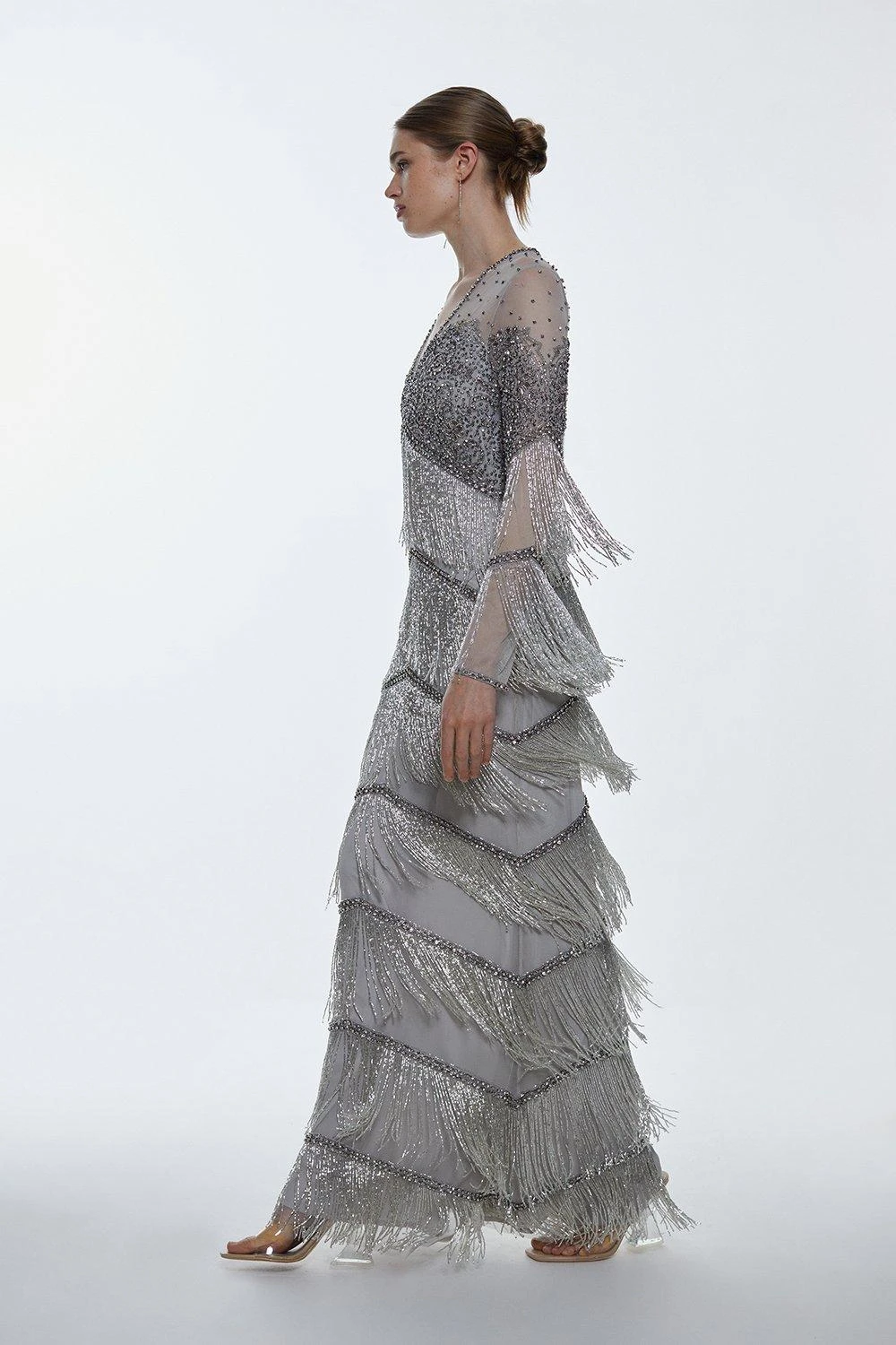 Karen Millen Petite Bodice Beaded And Embellished Fringed Maxi 3 Karen Millen Petite Bodice Beaded And Embellished Fringed Maxi