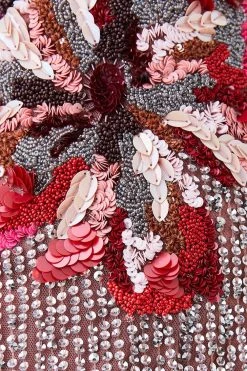 Karen Millen Petite Mixed Sequin & Beaded Fringed Mini Dress -Karen Millen shop silver petite mixed sequin beaded fringed mini dress 1 4