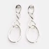 Karen Millen Silver Plated Twisted Drop Earrings -Karen Millen shop silver plated twisted drop earrings