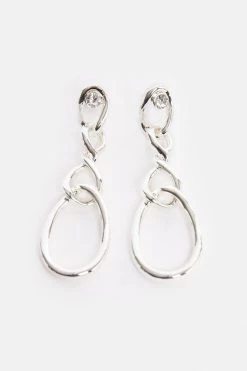 Karen Millen Silver Plated Twisted Drop Earrings