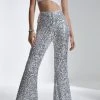 Karen Millen Sequin Flare Leg Trouser -Karen Millen shop silver sequin flare leg trouser