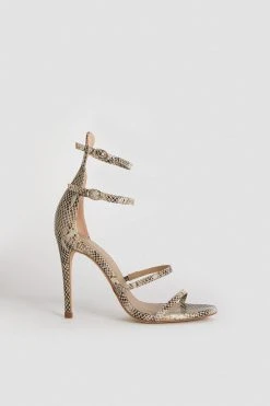 Karen Millen 4 Strap Leather Sandal -Karen Millen shop snake 4 strap leather sandal 1 3