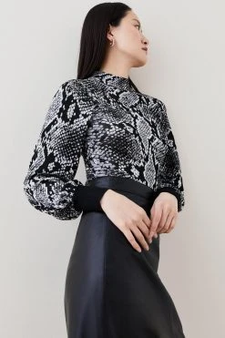 Karen Millen Space Dye Slinky Knit Animal Jacquard Top -Karen Millen shop snake space dye slinky knit animal jacquard top 2