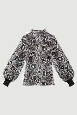 Karen Millen Space Dye Slinky Knit Animal Jacquard Top