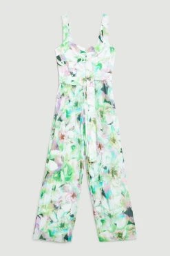 Karen Millen Soft Floral Top Stitch Woven Jumpsuit -Karen Millen shop soft floral top stitch woven jumpsuit 2