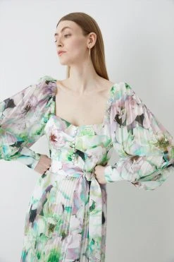 Karen Millen Soft Floral Top Stitch Woven Mini Dress -Karen Millen shop soft floral top stitch woven mini dress 2