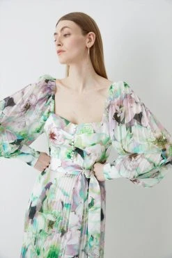 Karen Millen Soft Floral Top Stitch Woven Mini Dress -Karen Millen shop soft floral top stitch woven mini dress 4